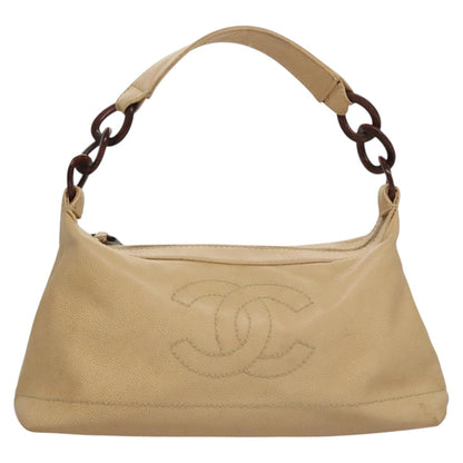 CHANEL Shoulder Bag Caviar Skin Beige CC 106440
