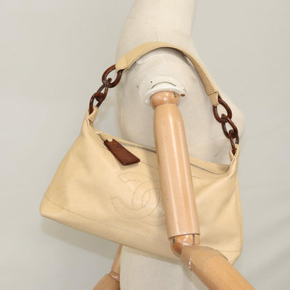 CHANEL Shoulder Bag Caviar Skin Beige CC 106440