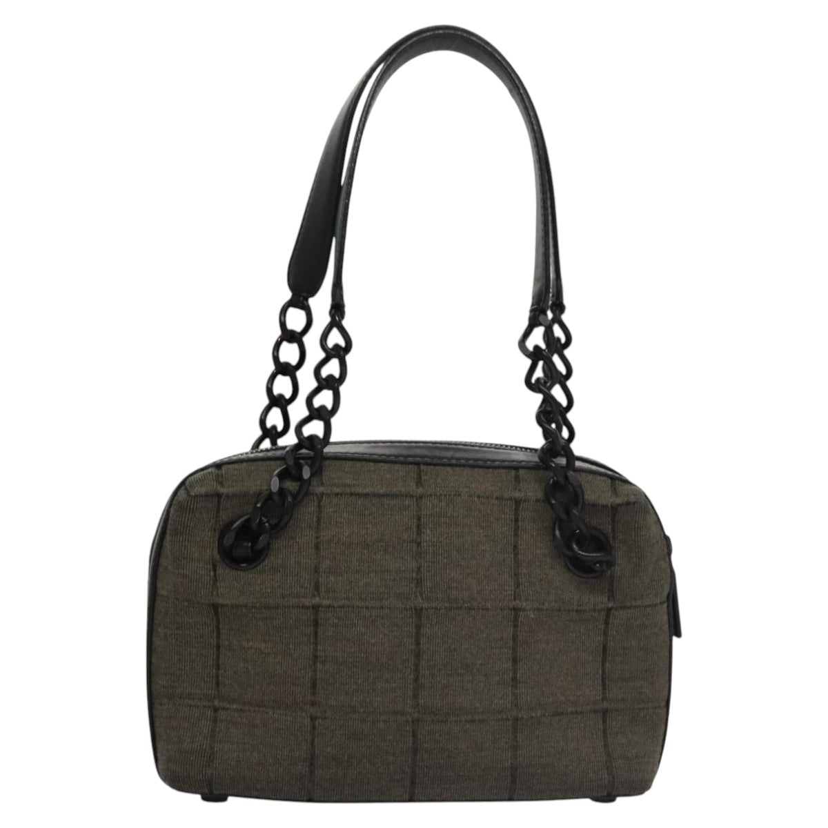 CHANEL Choco Bar Shoulder Bag Cotton Gray CC 106443