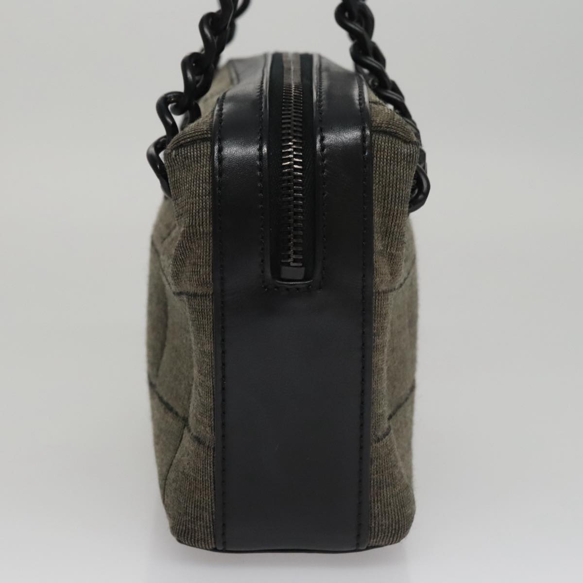 CHANEL Choco Bar Shoulder Bag Cotton Gray CC 106443