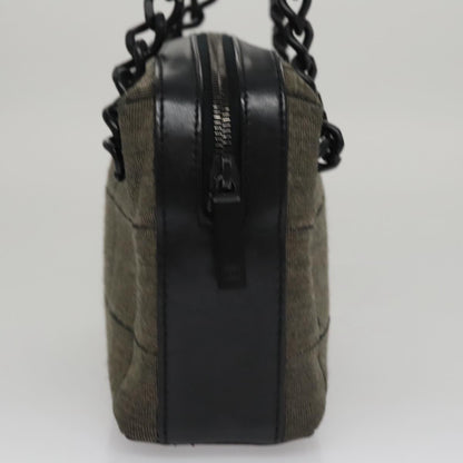 CHANEL Choco Bar Shoulder Bag Cotton Gray CC 106443