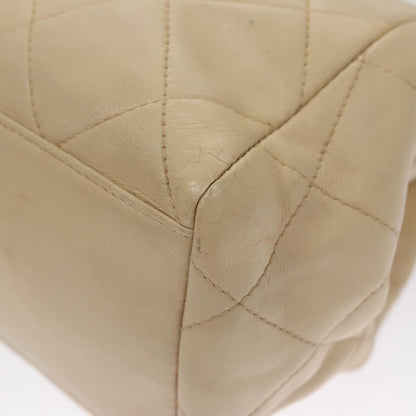 CHANEL Matelasse Chain Hand Bag Lamb Skin Beige Gold CC 106445