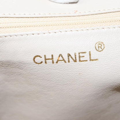 CHANEL Matelasse Chain Hand Bag Lamb Skin Beige Gold CC 106445