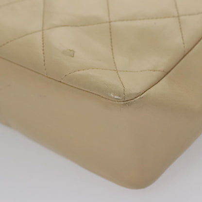 CHANEL Matelasse Chain Shoulder Bag Lamb Skin Beige Gold black CC 106446