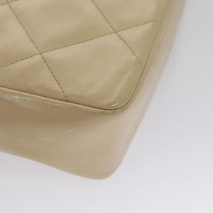 CHANEL Matelasse Chain Shoulder Bag Lamb Skin Beige Gold black CC 106446