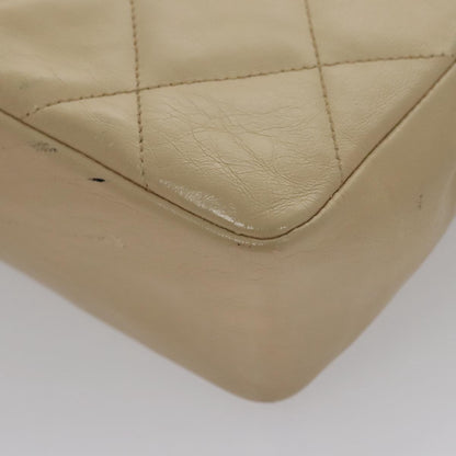 CHANEL Matelasse Chain Shoulder Bag Lamb Skin Beige Gold black CC 106446