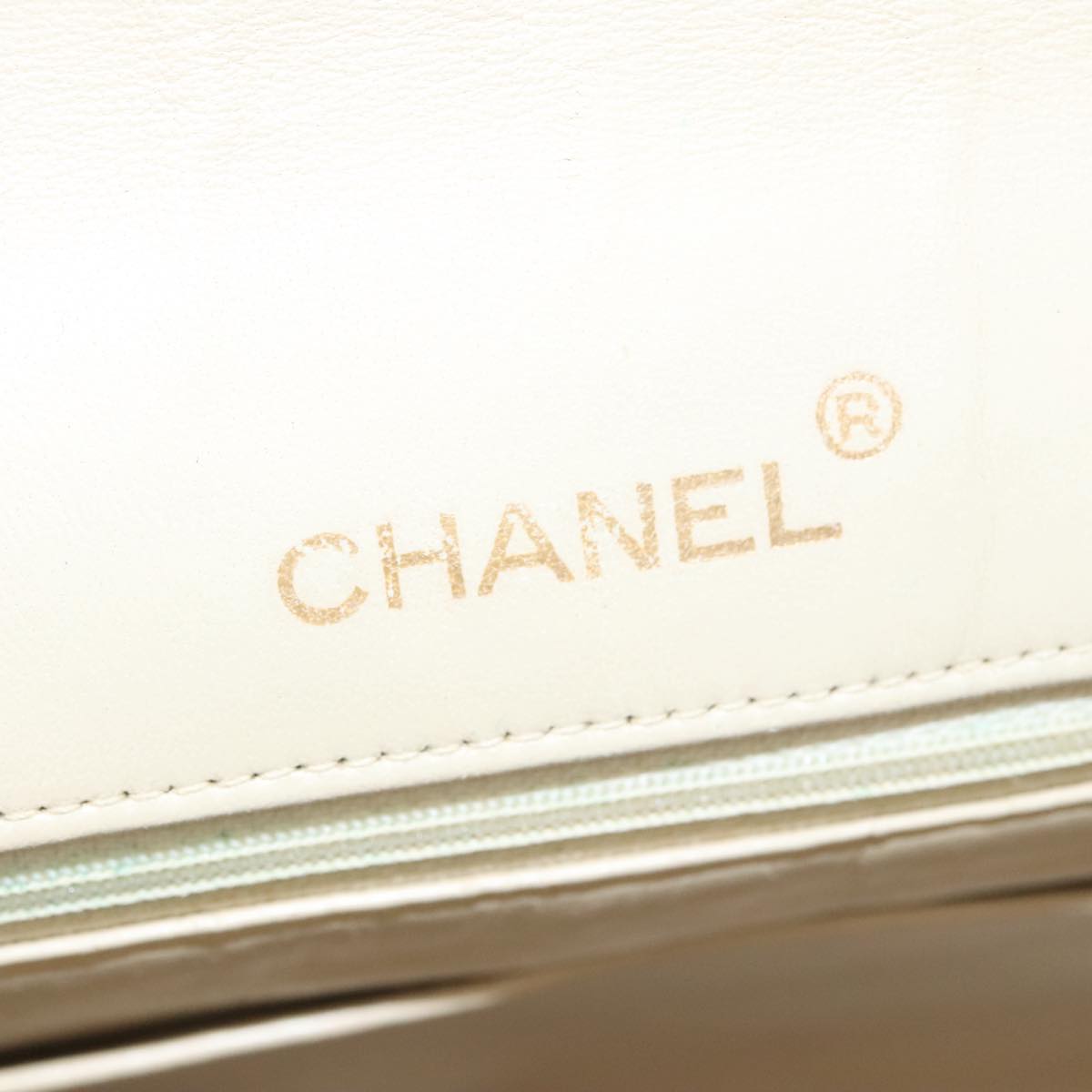 CHANEL Matelasse Chain Shoulder Bag Lamb Skin Beige Gold black CC 106446