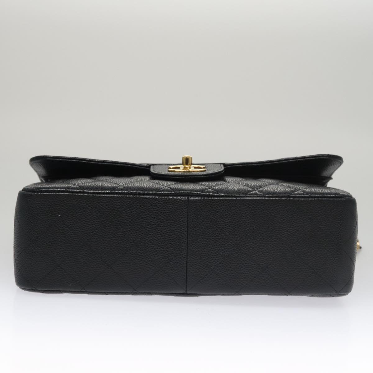 CHANEL Matelasse Chain Shoulder Bag Caviar Skin Black Gold CC 106449SA