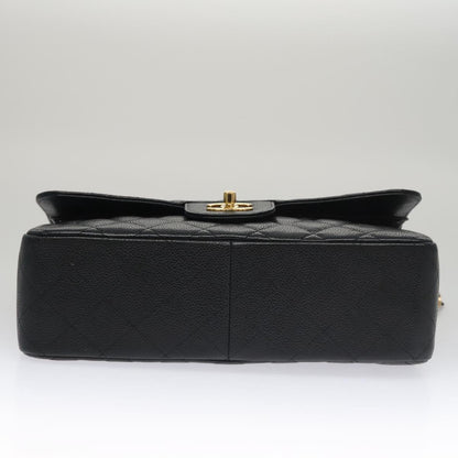 CHANEL Matelasse Chain Shoulder Bag Caviar Skin Black Gold CC 106449SA
