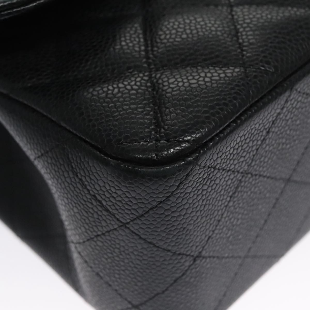 CHANEL Matelasse Chain Shoulder Bag Caviar Skin Black Gold CC 106449SA