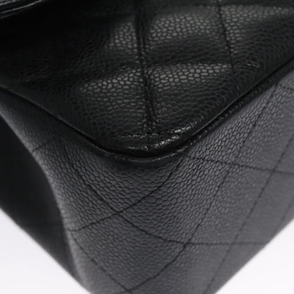 CHANEL Matelasse Chain Shoulder Bag Caviar Skin Black Gold CC 106449SA