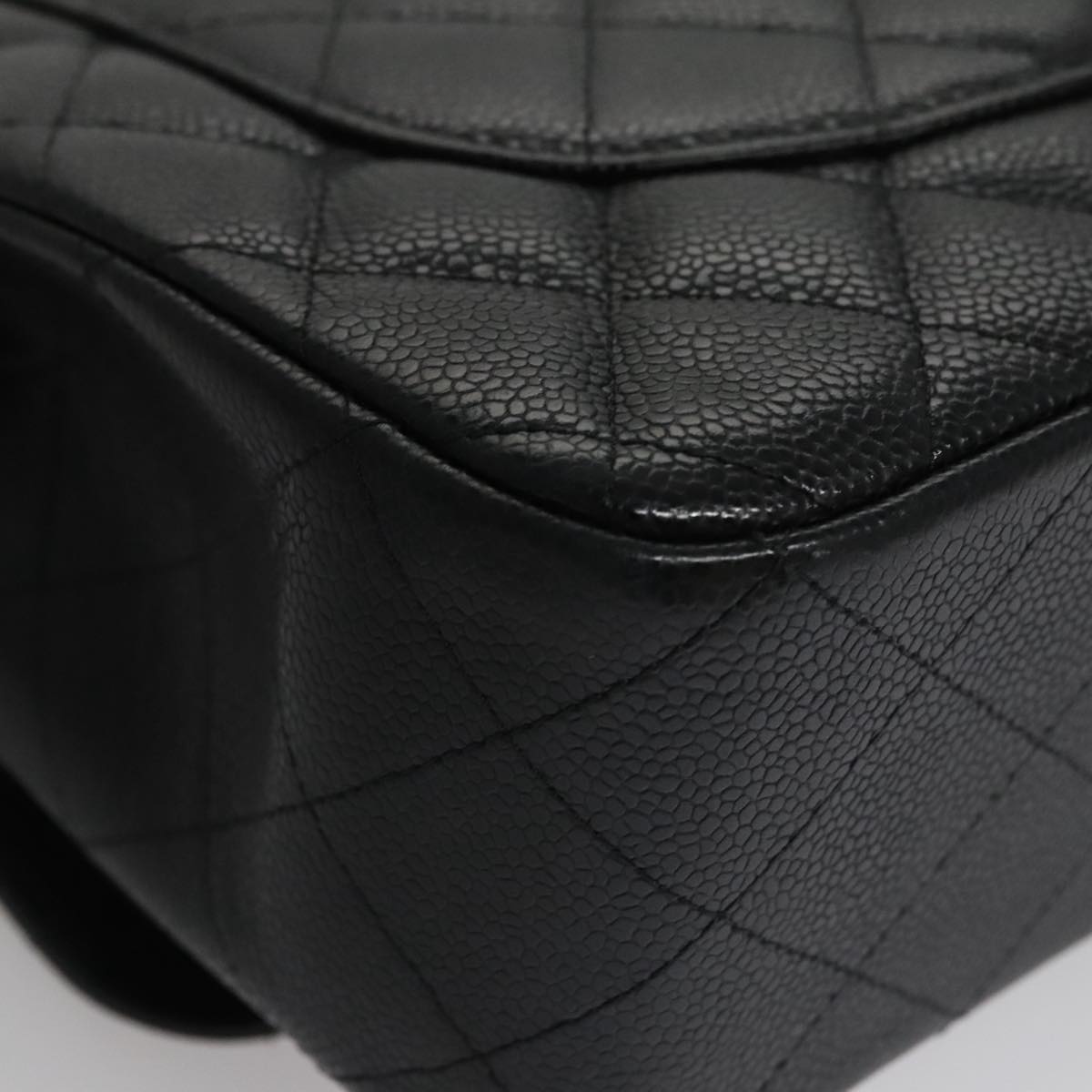 CHANEL Matelasse Chain Shoulder Bag Caviar Skin Black Gold CC 106449SA
