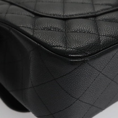 CHANEL Matelasse Chain Shoulder Bag Caviar Skin Black Gold CC 106449SA
