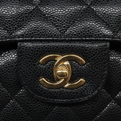CHANEL Matelasse Chain Shoulder Bag Caviar Skin Black Gold CC 106449SA