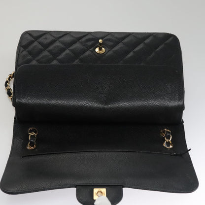 CHANEL Matelasse Chain Shoulder Bag Caviar Skin Black Gold CC 106449SA