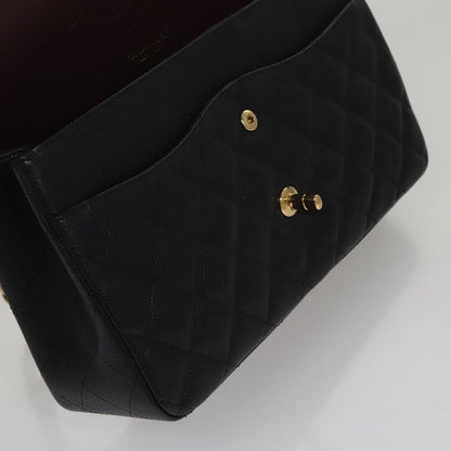 CHANEL Matelasse Chain Shoulder Bag Caviar Skin Black Gold CC 106449SA
