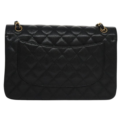CHANEL Matelasse Chain Shoulder Bag Caviar Skin Black Gold CC 106449SA