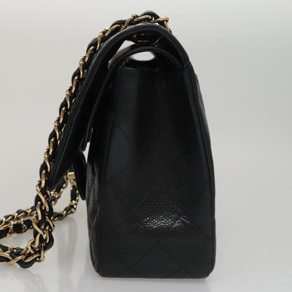 CHANEL Matelasse Chain Shoulder Bag Caviar Skin Black Gold CC 106449SA