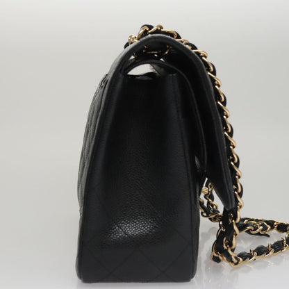 CHANEL Matelasse Chain Shoulder Bag Caviar Skin Black Gold CC 106449SA