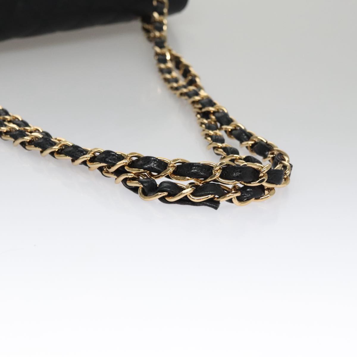 CHANEL Matelasse Chain Shoulder Bag Caviar Skin Black Gold CC 106449SA
