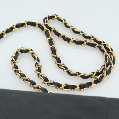 CHANEL Matelasse Chain Diana Shoulder Bag Lamb Skin Black Gold CC 106722