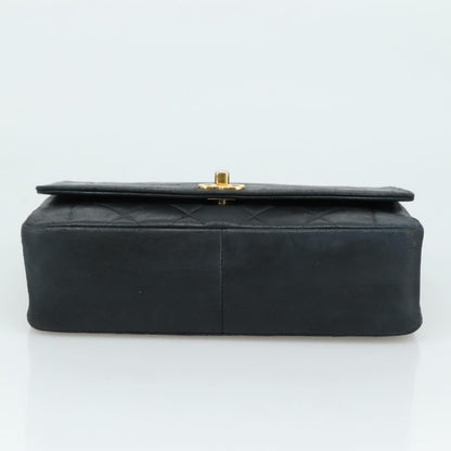CHANEL Matelasse Chain Diana Shoulder Bag Lamb Skin Black Gold CC 106722