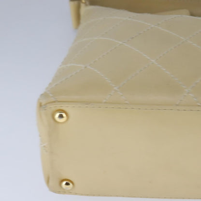 CHANEL Wild Stitch Matelasse Shoulder Bag Leather Beige Gold CC 106837