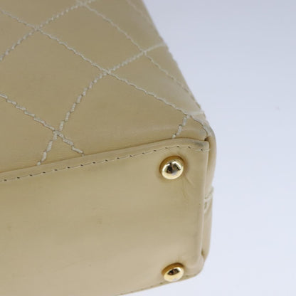 CHANEL Wild Stitch Matelasse Shoulder Bag Leather Beige Gold CC 106837