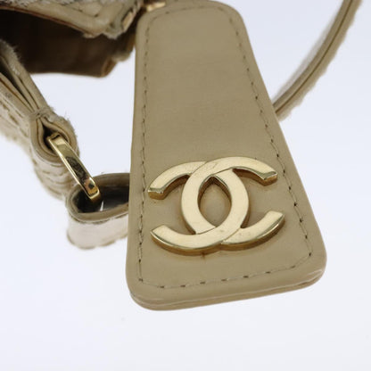 CHANEL Wild Stitch Matelasse Shoulder Bag Leather Beige Gold CC 106837
