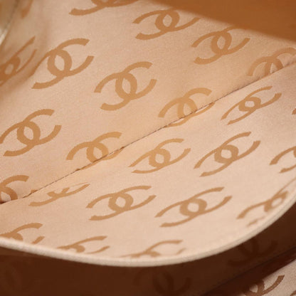 CHANEL Wild Stitch Matelasse Shoulder Bag Leather Beige Gold CC 106837