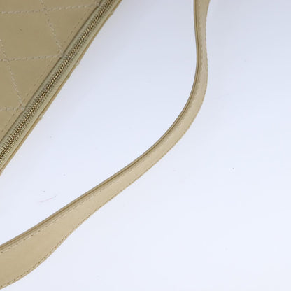 CHANEL Wild Stitch Matelasse Shoulder Bag Leather Beige Gold CC 106837