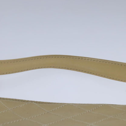 CHANEL Wild Stitch Matelasse Shoulder Bag Leather Beige Gold CC 106837
