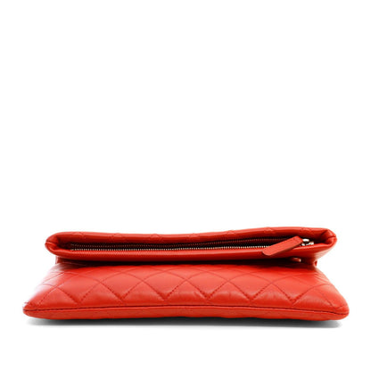 Chanel Red fold-over clutch