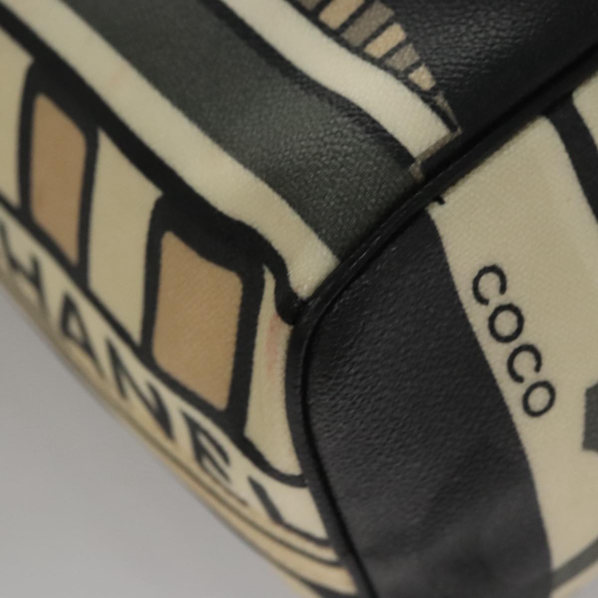 CHANEL Central Station Hand Bag Leather Beige CC 107503