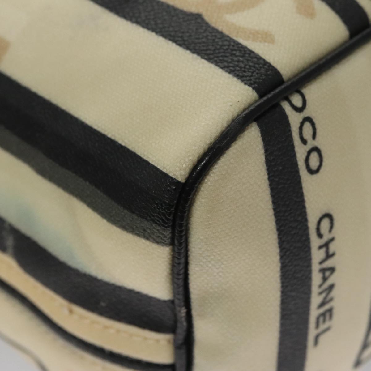 CHANEL Central Station Hand Bag Leather Beige CC 107503