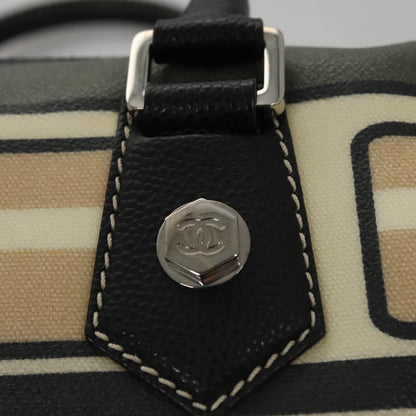 CHANEL Central Station Hand Bag Leather Beige CC 107503