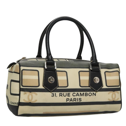 CHANEL Central Station Hand Bag Leather Beige CC 107503