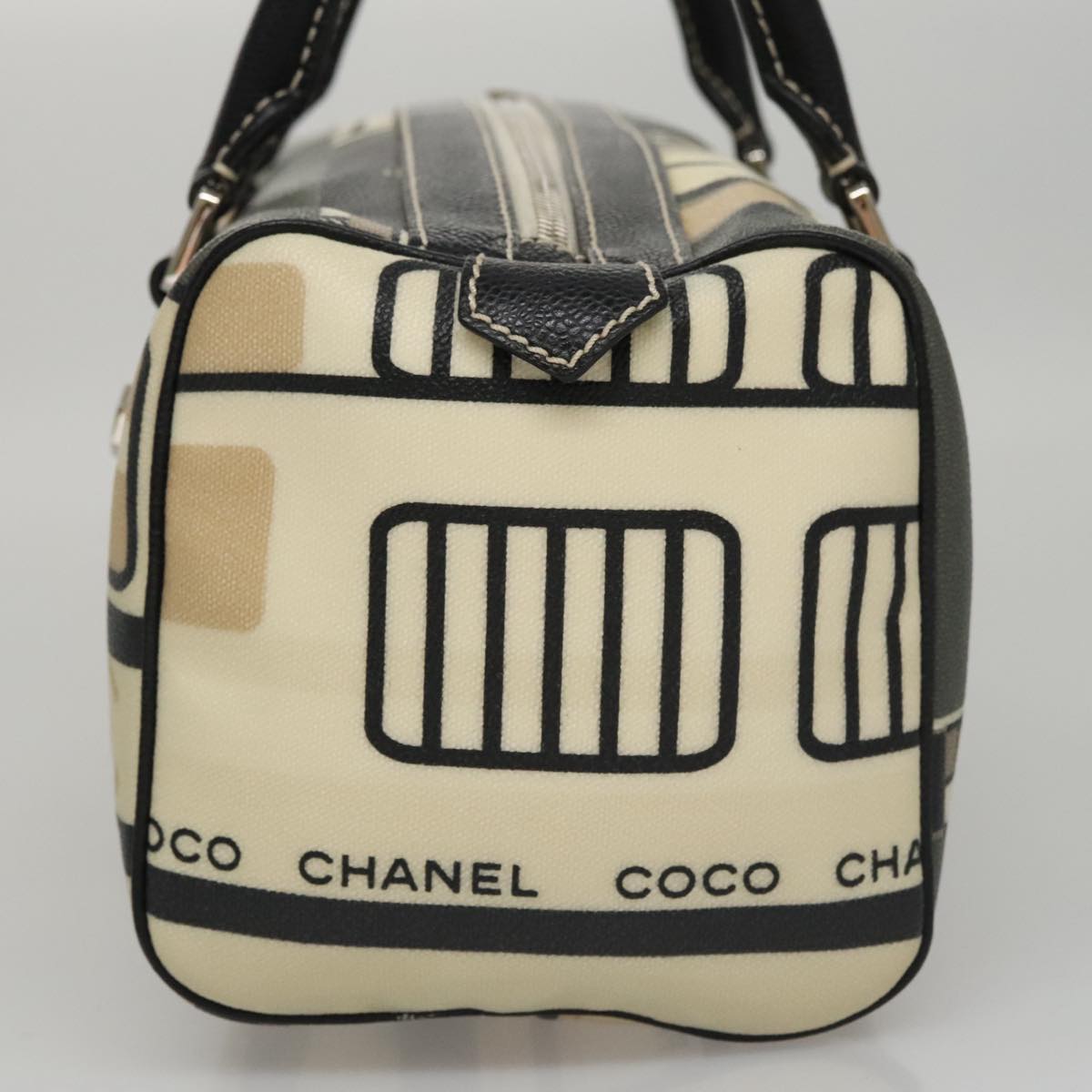 CHANEL Central Station Hand Bag Leather Beige CC 107503