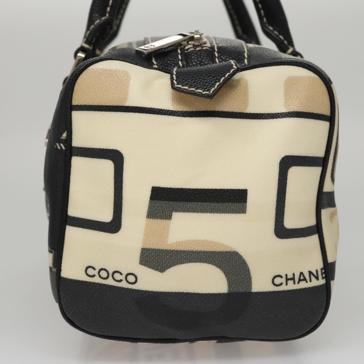 CHANEL Central Station Hand Bag Leather Beige CC 107503