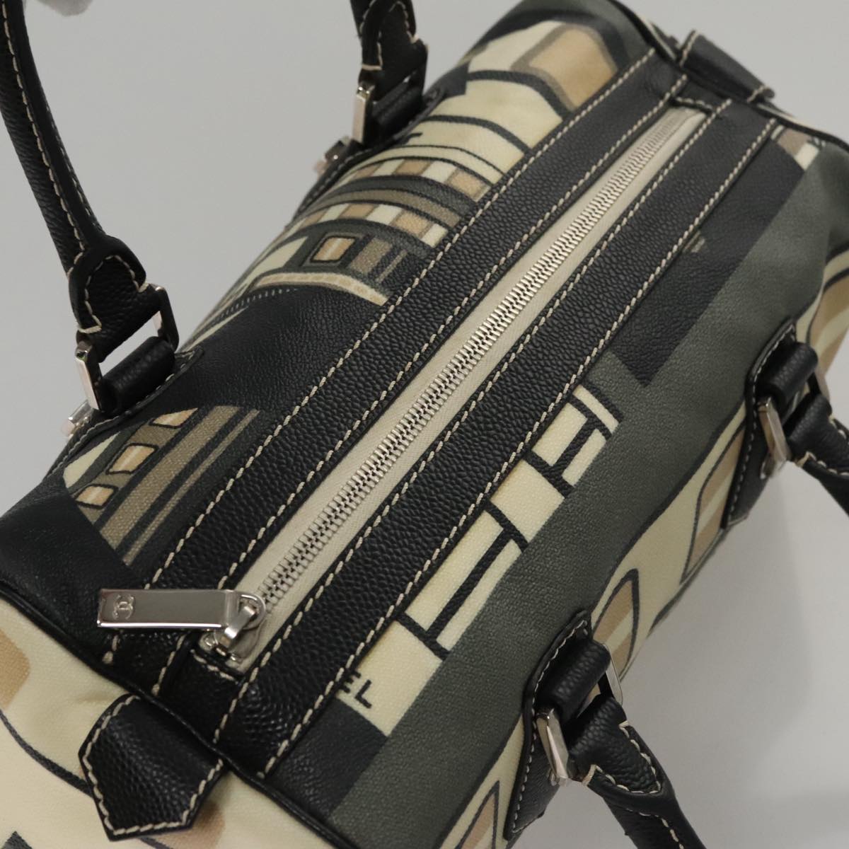 CHANEL Central Station Hand Bag Leather Beige CC 107503