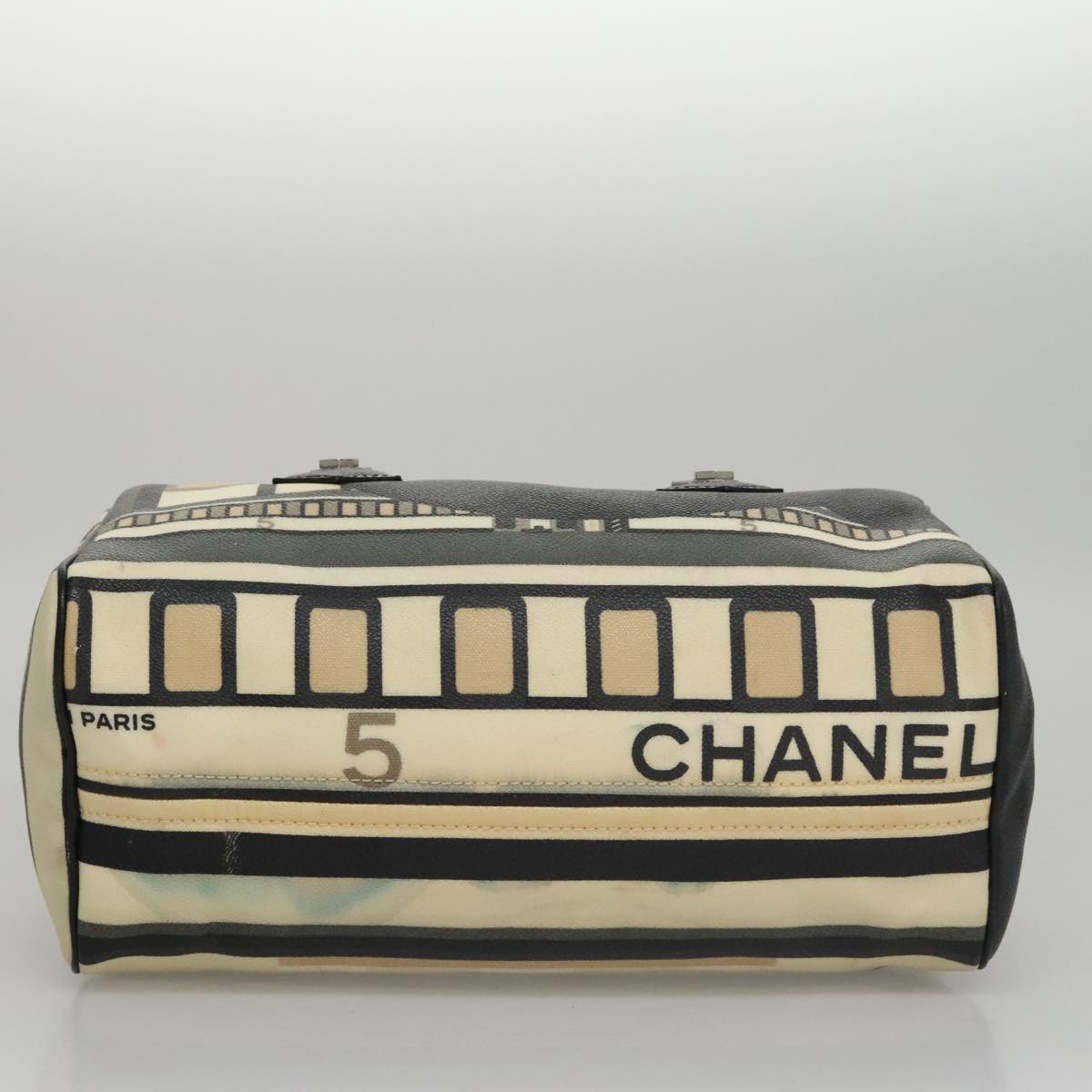 CHANEL Central Station Hand Bag Leather Beige CC 107503