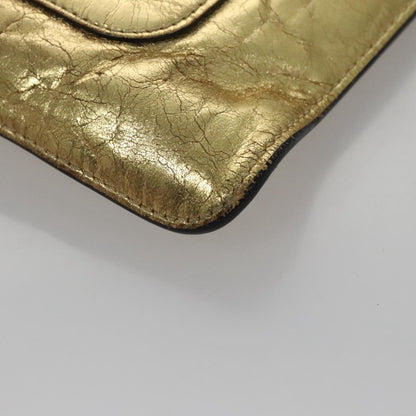CHANEL Clutch Bag Leather Gold CC 107504