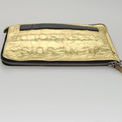 CHANEL Clutch Bag Leather Gold CC 107504