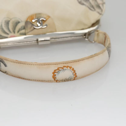 CHANEL Matelasse Hand Bag Canvas White CC 107506