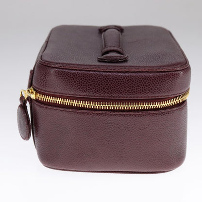 CHANEL Vanity Cosmetic Pouch Caviar Skin Wine Red CC 107627A