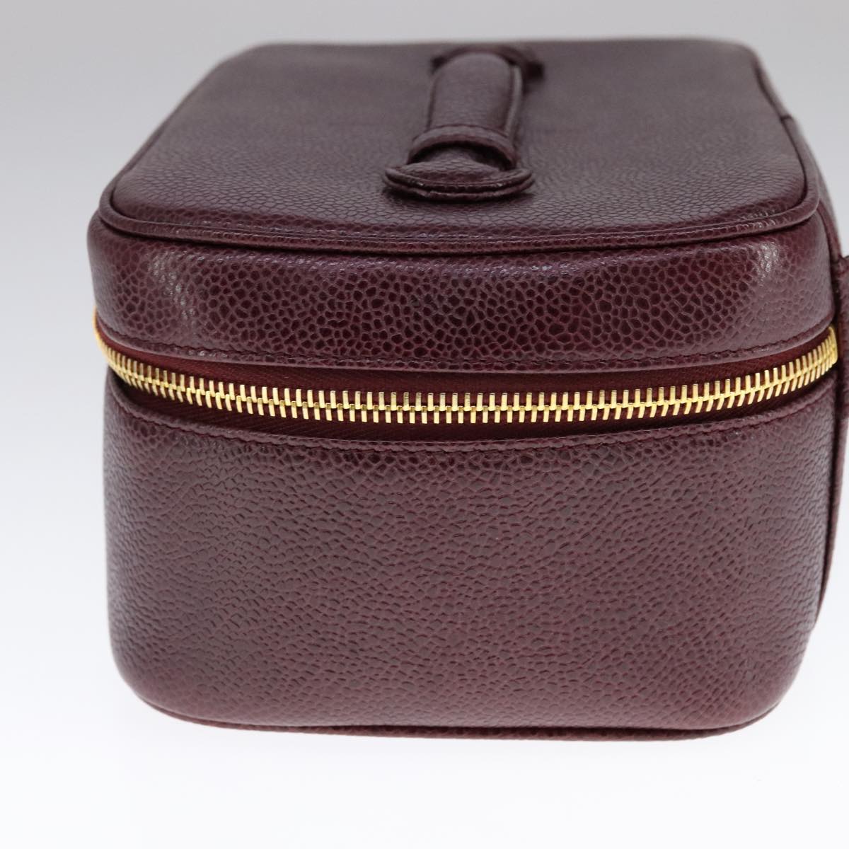 CHANEL Vanity Cosmetic Pouch Caviar Skin Wine Red CC 107627A
