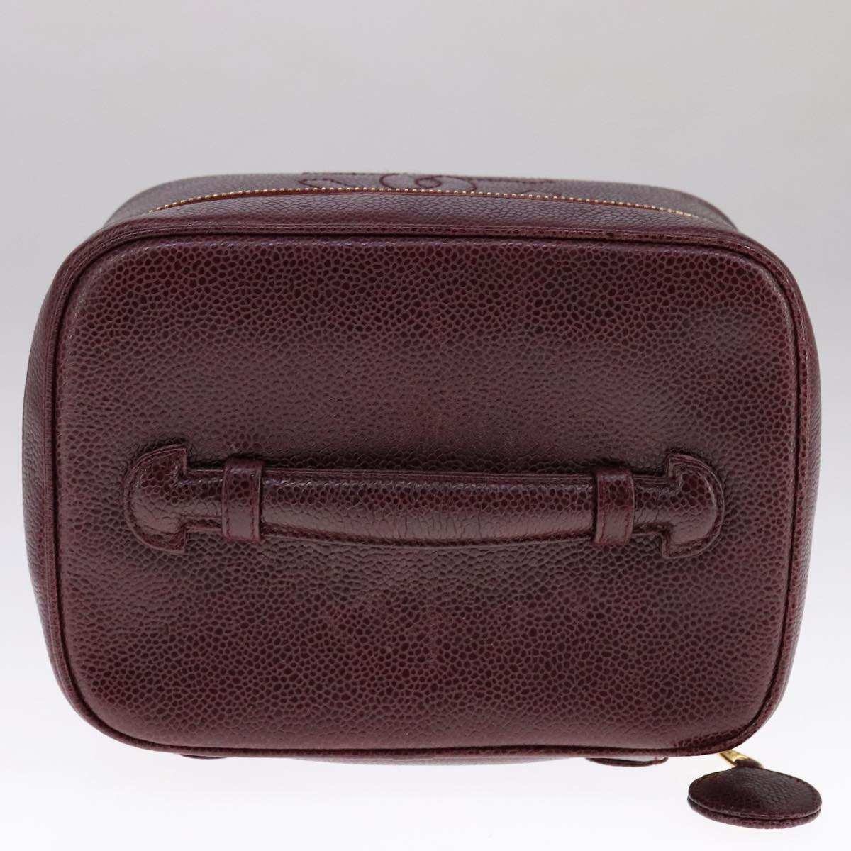 CHANEL Vanity Cosmetic Pouch Caviar Skin Wine Red CC 107627A