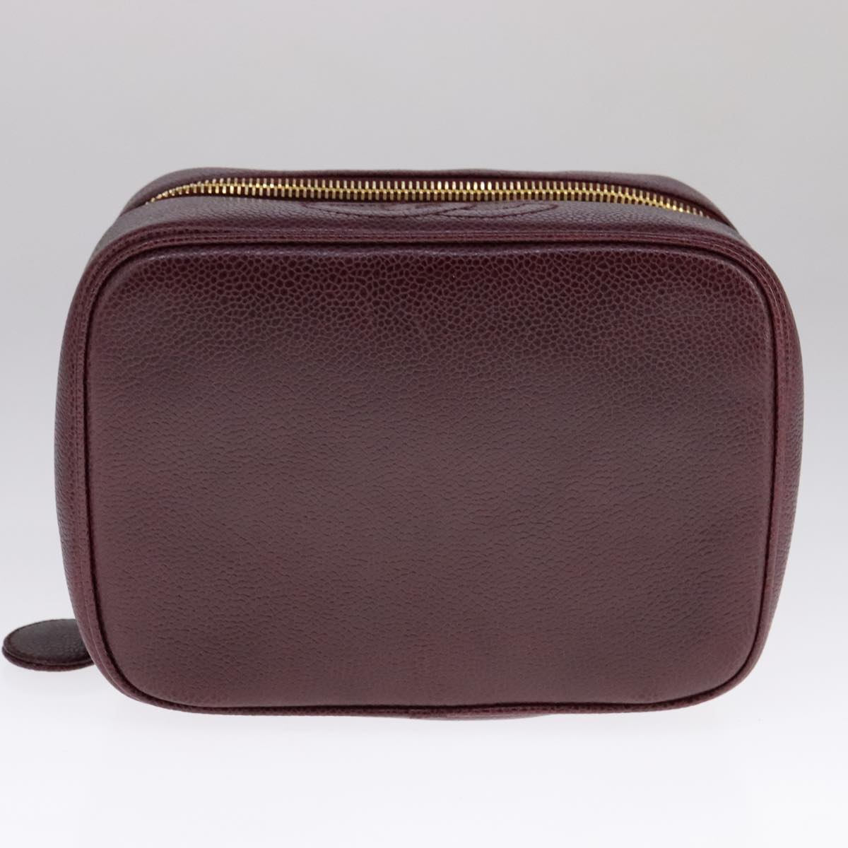 CHANEL Vanity Cosmetic Pouch Caviar Skin Wine Red CC 107627A