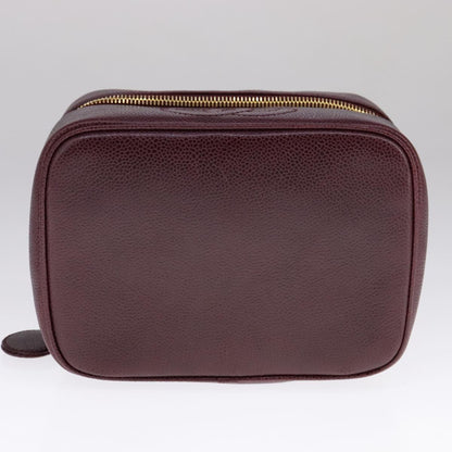 CHANEL Vanity Cosmetic Pouch Caviar Skin Wine Red CC 107627A