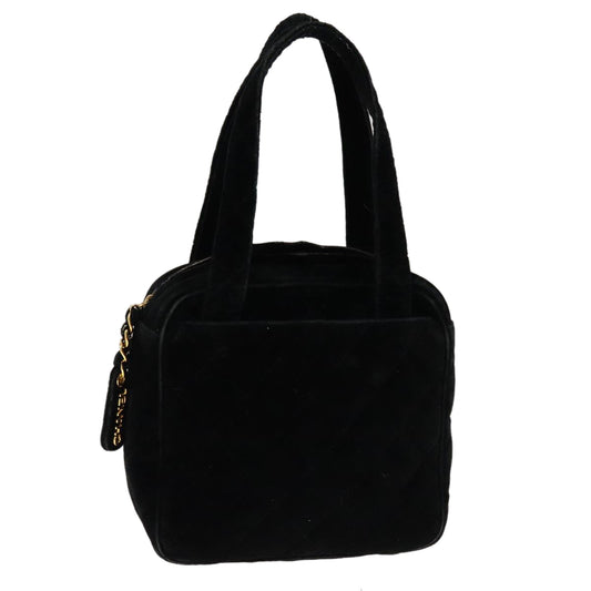 CHANEL Matelasse Hand Bag Suede Black CC 107630
